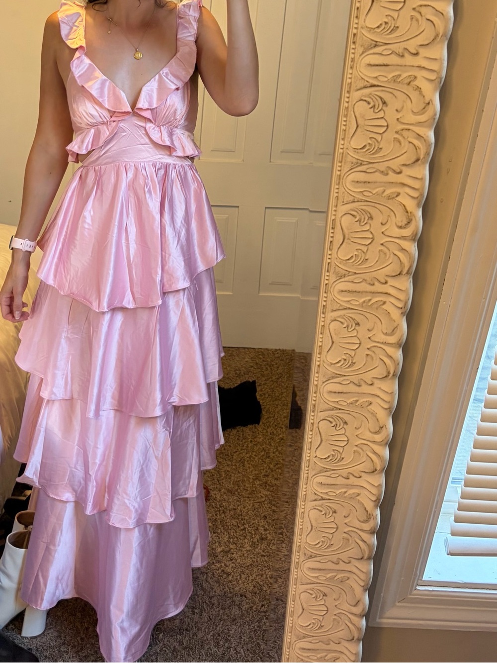 Pink Ruffled Tiered Maxi Dress - Picture 4 of 8